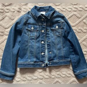 Girls Size 6 Blue Jean Jacket - Collared Denim Outerwear W/ Snap Closure